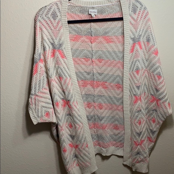 Pink gray and tan cardigan - Picture 1 of 3